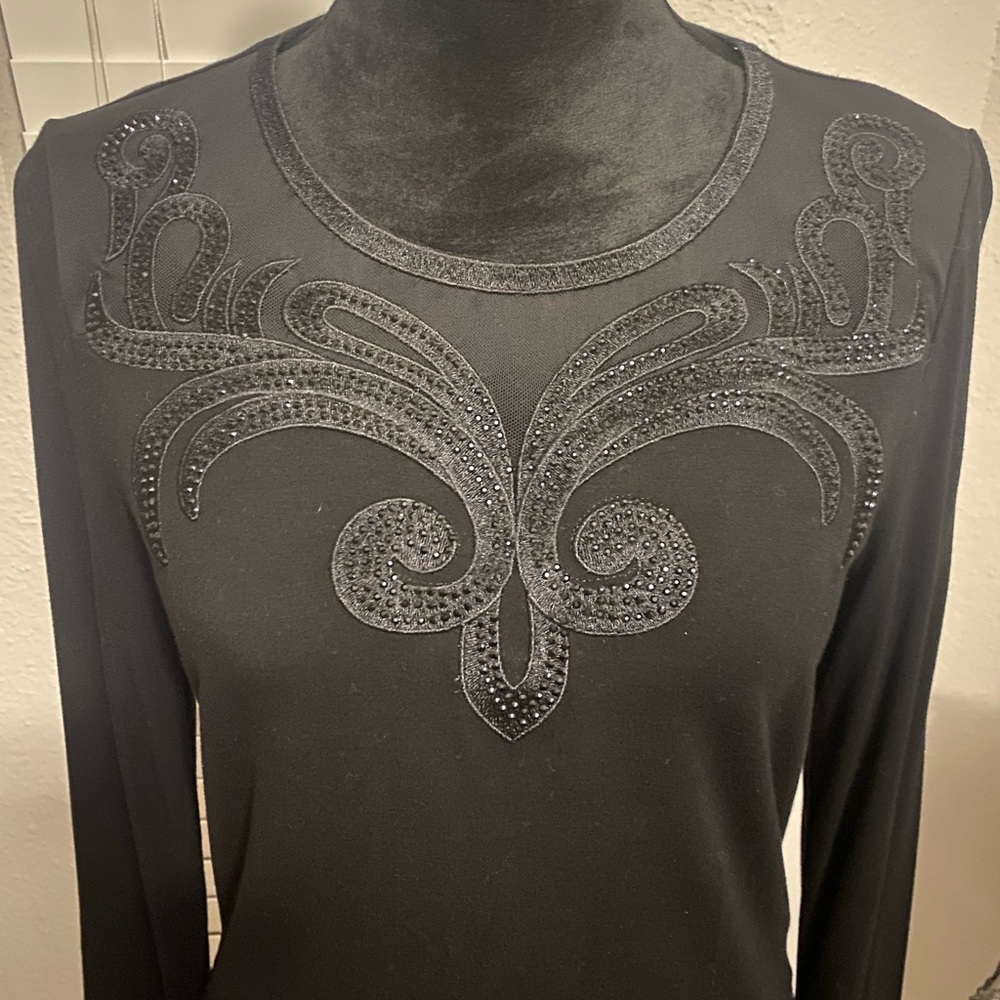 NEW Elegant Black Embellished Top